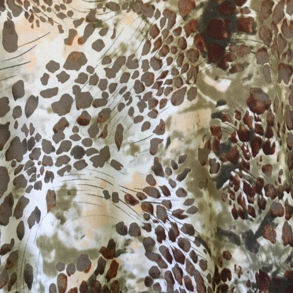 Abstract Cheetah Print Vintage Short Sleeve Safari Top - Picture 9 of 15